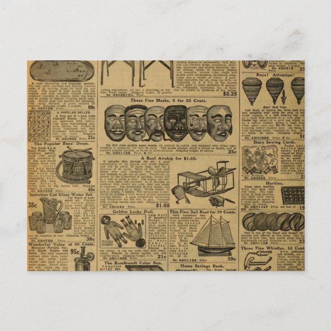 Vintage Werbespielzeug Postkarte (Vorderseite)
