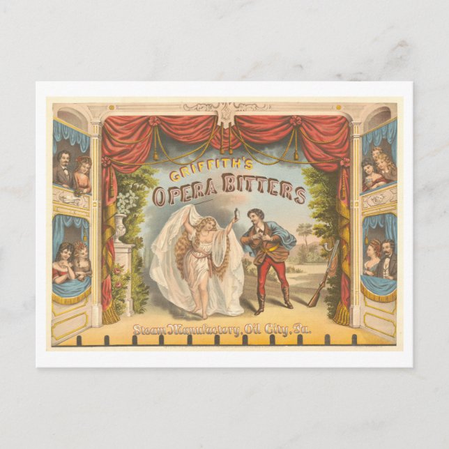 Vintage Werbestiftstifte von Griffith Opera Bitter Postkarte (Vorderseite)