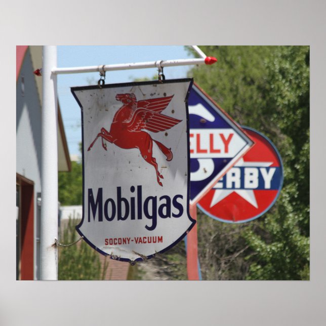 Vintage Werbezeichen für Benzin Poster (Vorne)