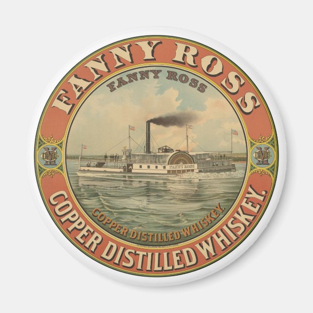 Vintage-Werbung für den destillierten Whiskey-Whis Magnet (Vorne)