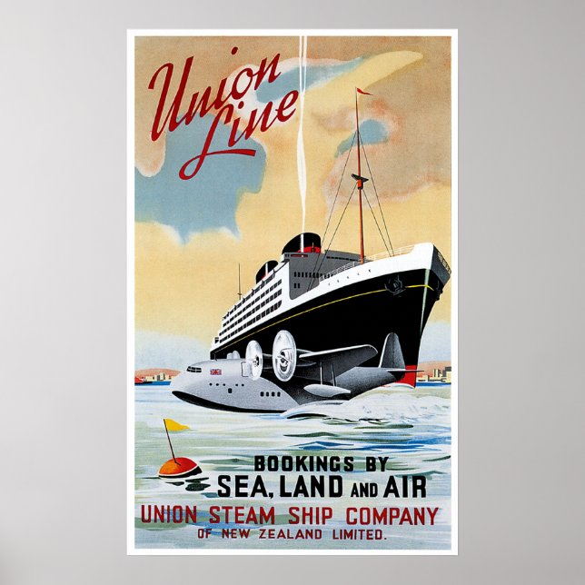 Vintage Werbung für Gewerkschaft-Dampfschiff-Linie Poster (Vorne)