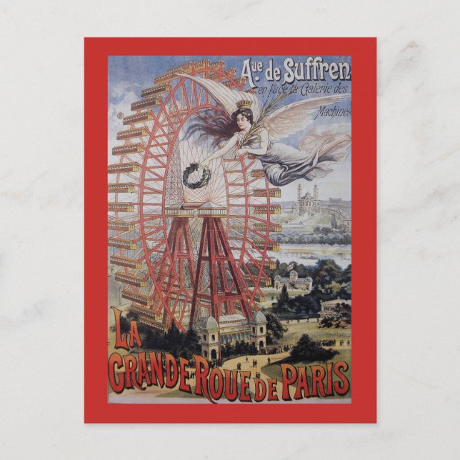 Vintage Werbung für Pariser Riesenrad Postkarte (Vorderseite)