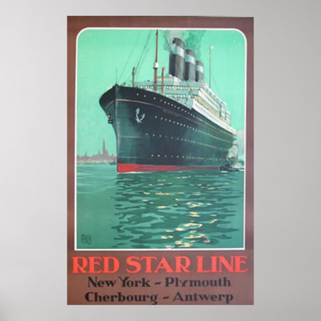 Vintage Werbung für Red Star Line Poster (Vorne)