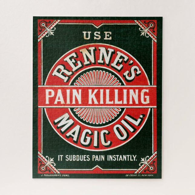Vintage-Werbung für Rennes Schmerz tötet magisches (Vertikal)