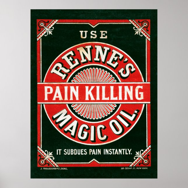 Vintage-Werbung für Rennes Schmerz tötet magisches Poster (Vorne)
