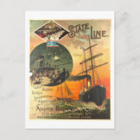 Vintage Werbung für Staat Line Ship