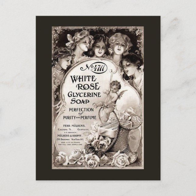 Vintage Werbung für White Rose Soap Postkarte (Vorderseite)