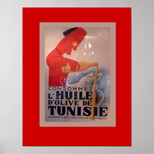 Vintage Werbung, L'Huile d'Olive de Tunisie Poster