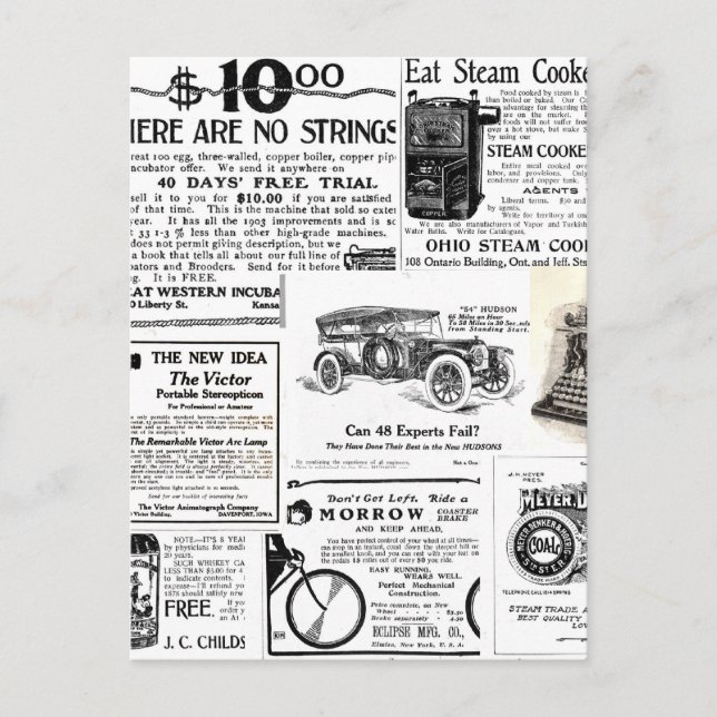 Vintage Werbung Postkarte (Vorderseite)