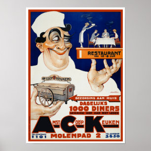 Vintage Werbungs-Anzeige: Restaurant-u. Poster