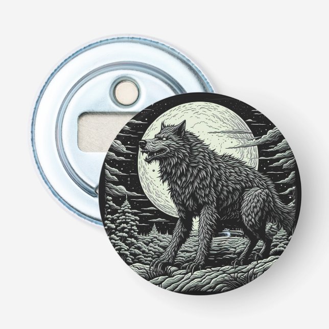 Vintage Werewolf Kunst und Kultur Flaschenöffner (Vorderseite)