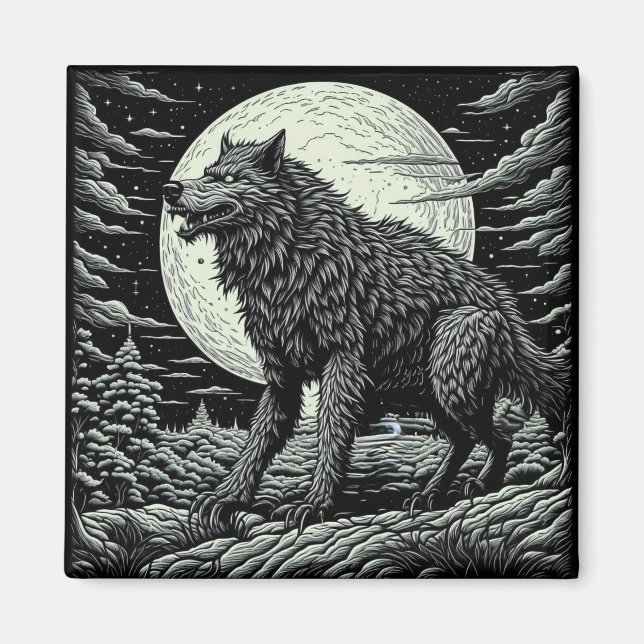 Vintage Werewolf Kunst und Kultur Magnet (Vorne)