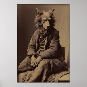 Vintage-Werwolf-Fotodruck Dark Academia Poster