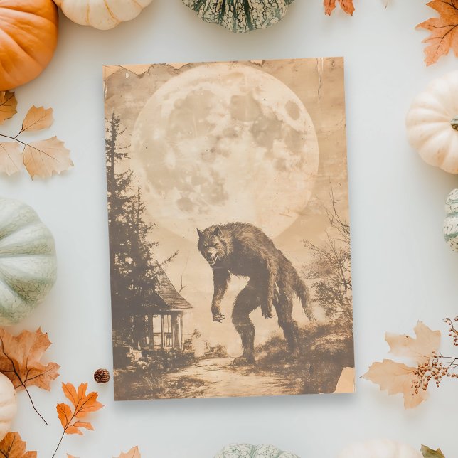 Vintage-Werwolf-Halloween-Mond-Decoupage  Seidenpapier (Von Creator hochgeladen)