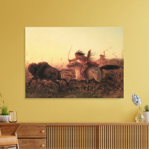 Vintage West, Indianische Büffeljagd von Charles W Leinwanddruck