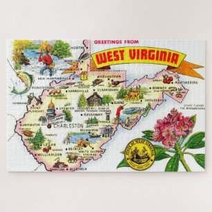 Vintage West Virginia 20x30 Karte