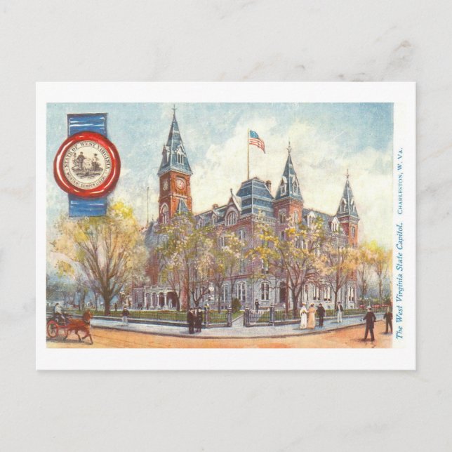 Vintage West Virginia Hauptstadt mit Siegel Postka Postkarte (Vorderseite)