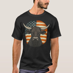 Vintage Western Bull Amerikanische Flagge Patrioti T-Shirt