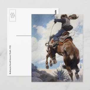 Vintage Western Cowboys, Bucking by NC Wyeth Postkarte