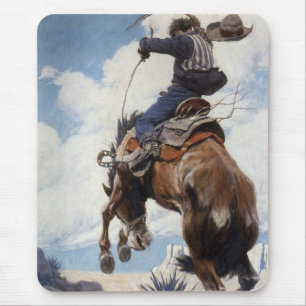 Vintage Western Cowboys, Bucking von NC Wyeth Mousepad