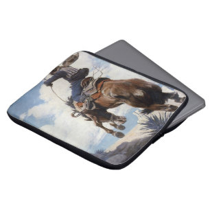 Vintage Western-Cowboys, sträubend durch NC Wyeth Laptopschutzhülle