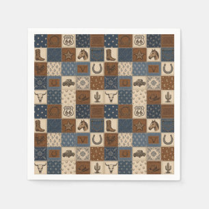 Vintage Western Patchwork Quilt Muster Serviette
