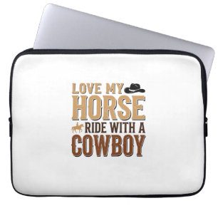 Vintage Western Pferd und Cowboy Zitat Shirt Desig Laptopschutzhülle