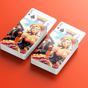 Vintage Western-Pulp-Girl Spielkarten