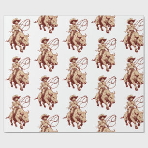 Vintage Western Ride Stolz Kleiner Cowboy Geschenkpapier