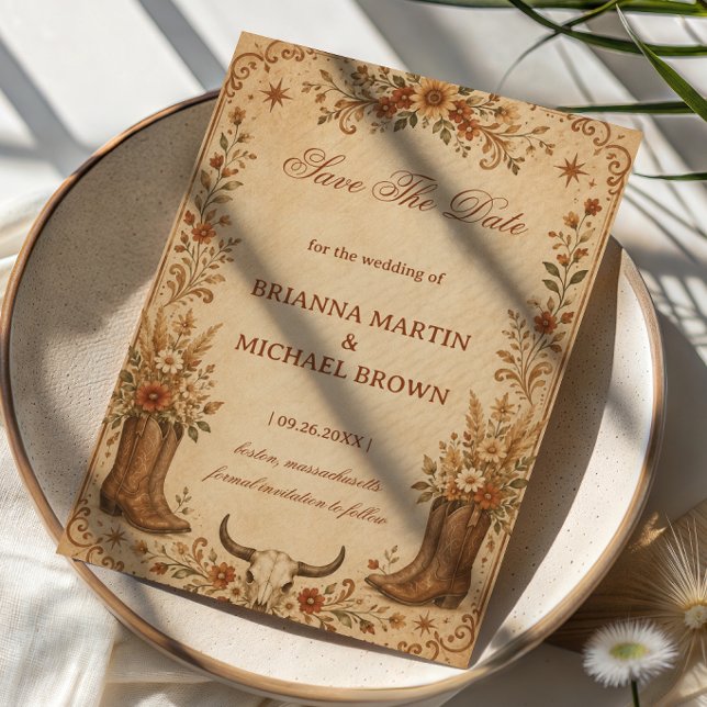 Vintage Western Rustikal Save The Date (Von Creator hochgeladen)