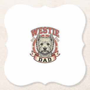 Vintage Westie Papa Hunde Liebhaber Shirt Design_1 Untersetzer