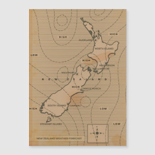 Vintage Wetterkarte Neuseelands Magnetkarte