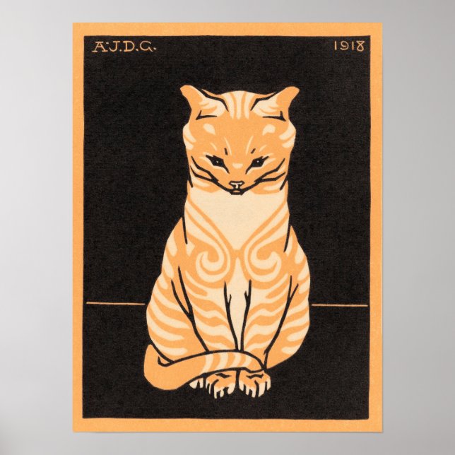 Vintage Whimsical Julie De Graag Sitting Cat Poster (Vorne)