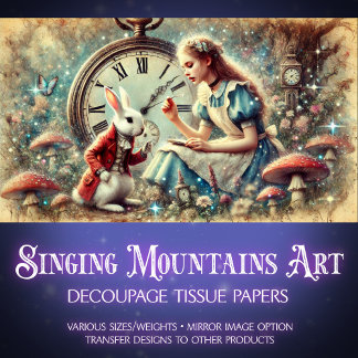 Vintage Whimsischer Fantasie Alice Rabbit Decoupag Seidenpapier