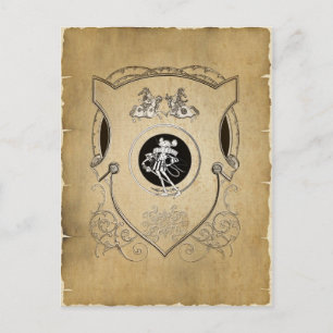 Vintage-Whimsy-Maus-Ritterschild Postkarte