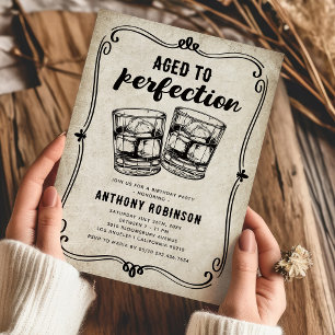Vintage-Whiskey-Geburtstagseinladung Einladung