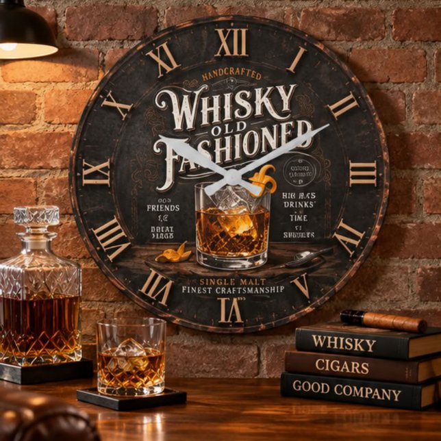 Vintage Whiskey  Große Wanduhr (Von Creator hochgeladen)