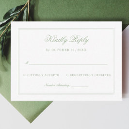 Vintage White and Sage Green Wedding Response Begleitkarte
