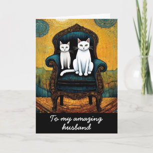Vintage White Cat Couple Ehefrau Jubiläum Karte