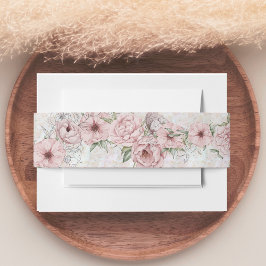 Vintage White Champagne Peony Wedding Einladungsbanderole