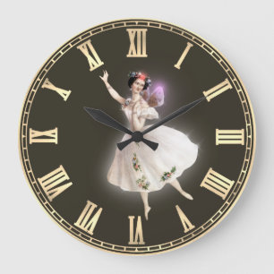Vintage White Fairy Große Wanduhr