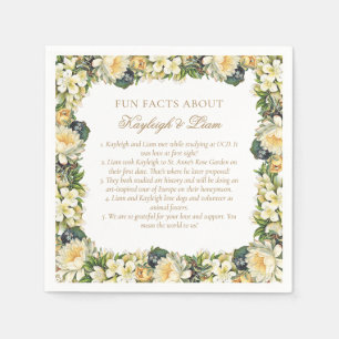 Vintage White Floral Fun Fakten Hochzeit Serviette