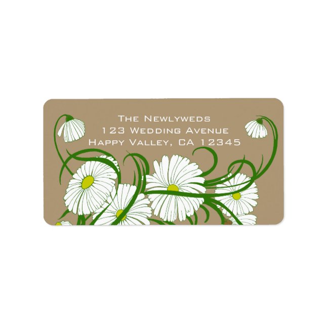 Vintage White Gerber Daisy Blume Hochzeitsstift Se Adressaufkleber (Vorne)