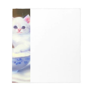 Vintage White Kitten mit Lila Band Notizblock