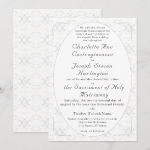Vintage White Lace Katholic Wedding Einladung