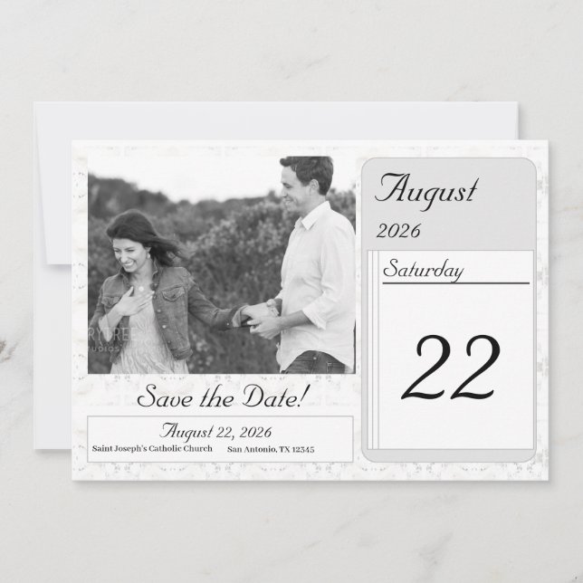 Vintage White Lace Wedding Save The Date (Vorderseite)