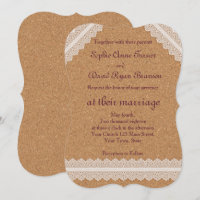 Vintage White Lace Wine Cork Wedding Einladungen