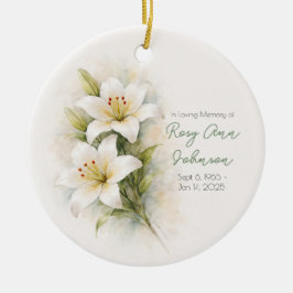 Vintage White Lily Sympathy Keramik Ornament