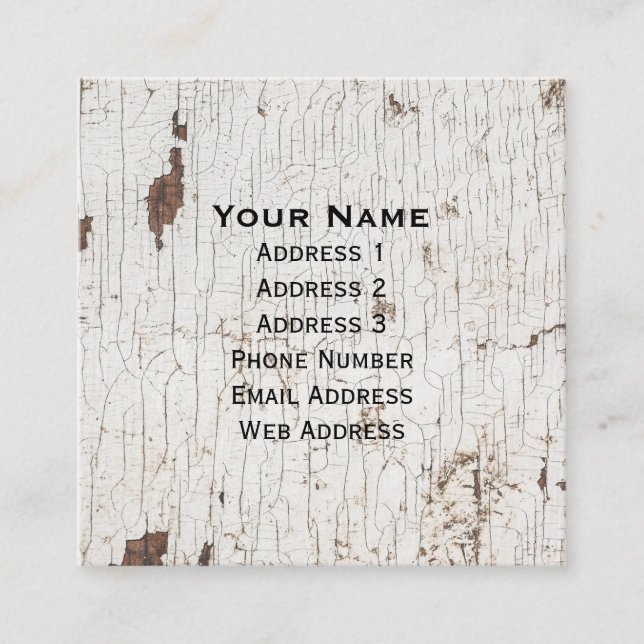 Vintage White Painted Wood Quadratische Visitenkarte (Vorderseite)
