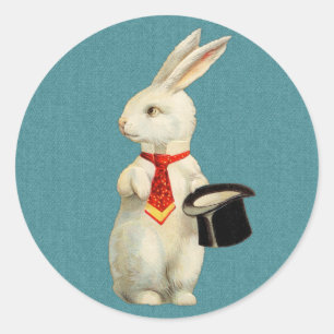 Vintage White Rabbit Runder Aufkleber